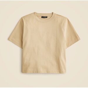 J. Crew Relaxed premium-weight cropped T-shirt Light Khaki XS